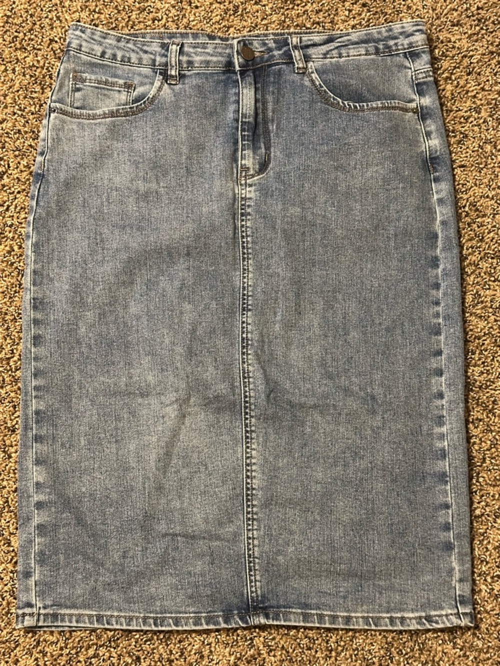 Ada Faye Classic Medium Wash Denim Pencil Skirt